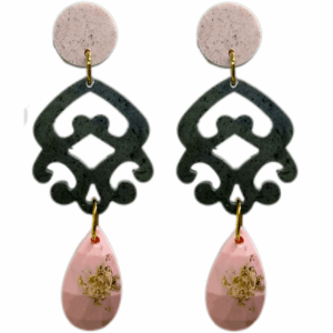 orecchini MEDUSA: beige - grigio scuro melange - rosa baby scaglie dorate