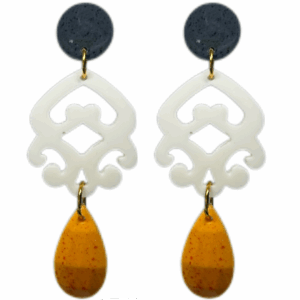 orecchini MEDUSA: grigio scuro melange - bianco ottico - mandarino