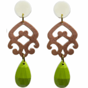 orecchini MEDUSA: bianco ottico terra ambra light - verde pistacchio