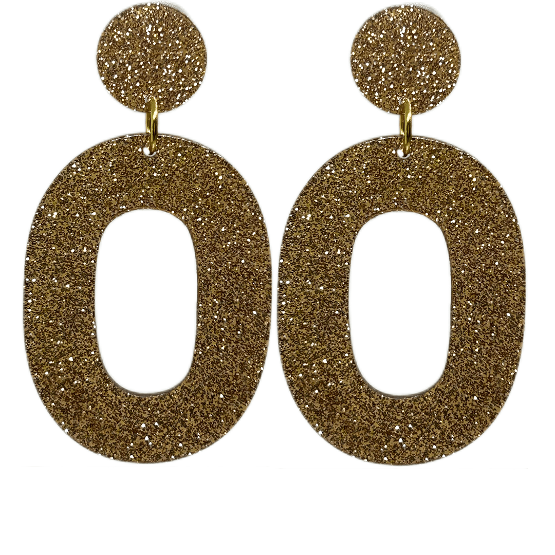 orecchini OVALE: glitter bronzo