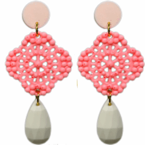 orecchini PIZZO: rosa baby - rosa barbie fluo - bianco