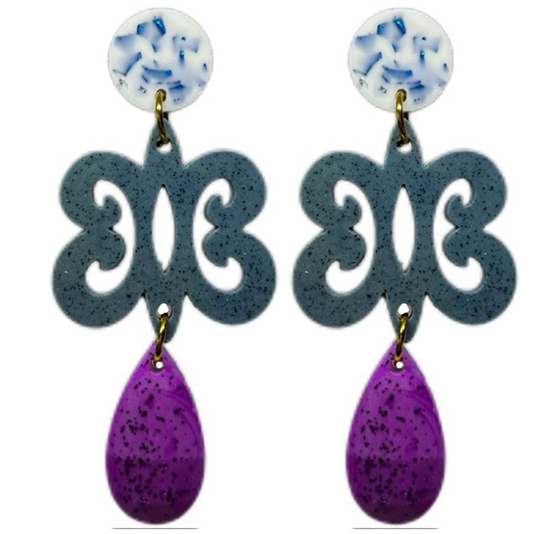 orecchini BUTTERFLY: scaglie blu metallizzate -blu light - bouganville light