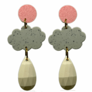 orecchini NUVOLA: rosa - grigio chiaro - bianco avorio