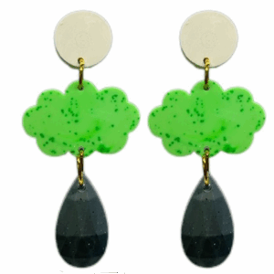orecchini NUVOLA: bianco avorio - verde fluo - grigio cemento