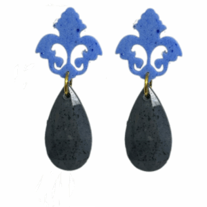 orecchini BAROCCO mini: azzurro pervinca - grigio scuro mélange