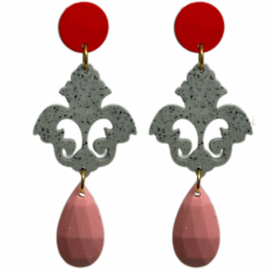 orecchini BAROCCO: rosso - grigio melnage - rosa corallo light