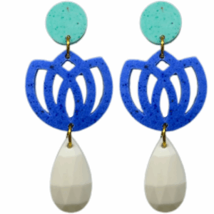 orecchini FIORE DI LOTO: acquamarina - azzurro pervinca - bianco ottico