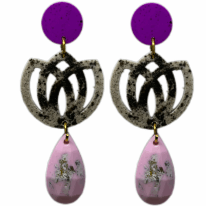 orecchini FIORE DI LOTO: bouganville - beige macchiato - rosa scaglie argento