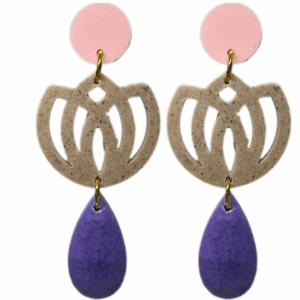 orecchini FIORE DI LOTO: rosa - beige - viola