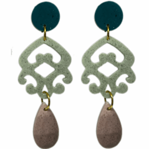 orecchini MEDUSA: petrolio - verde salvia - beige
