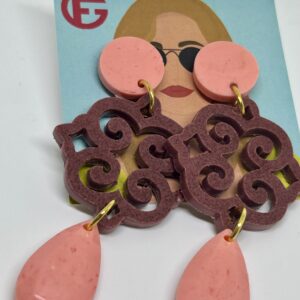 orecchini ROSONE: rosa corallo light - bordeaux melange - rosa corallo light