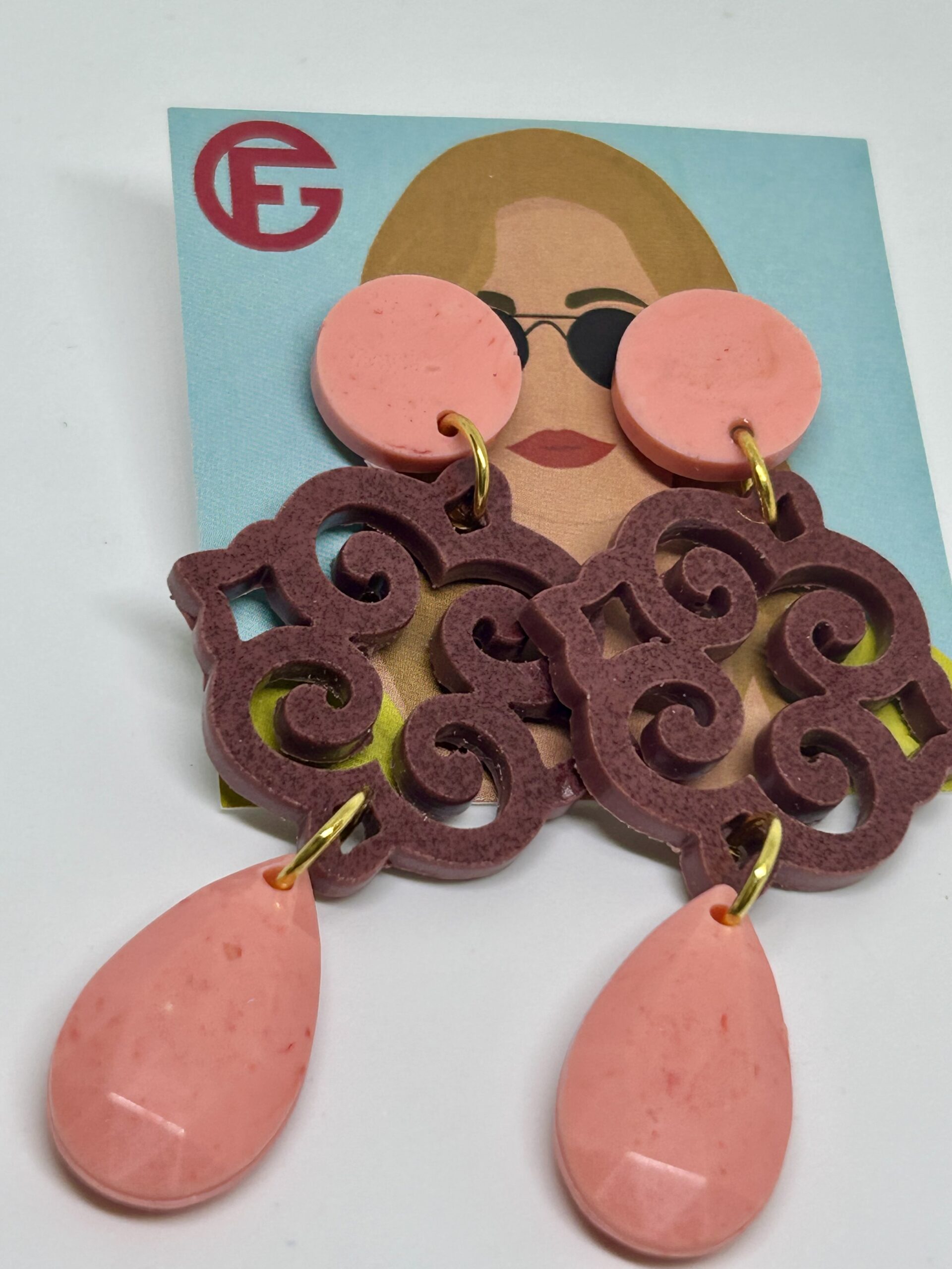 orecchini ROSONE: rosa corallo light - bordeaux melange - rosa corallo light