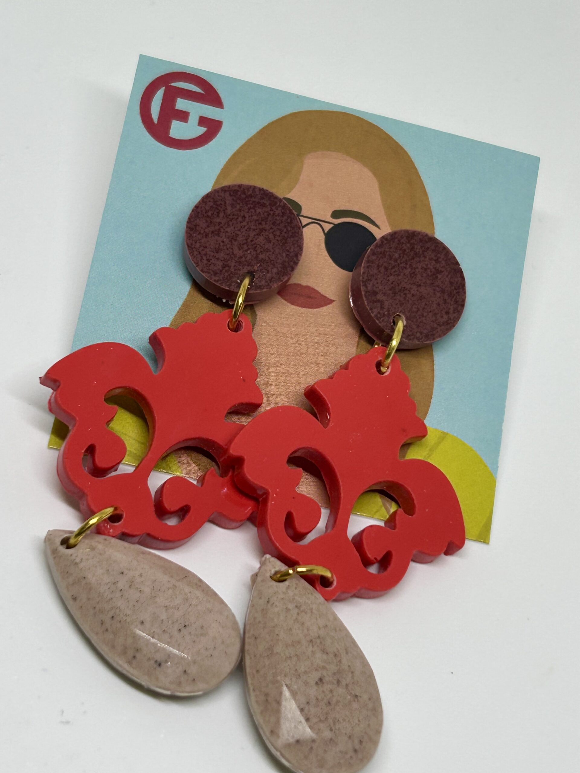 orecchini BAROCCO: bordeaux melange - rosso - mocha mousse light