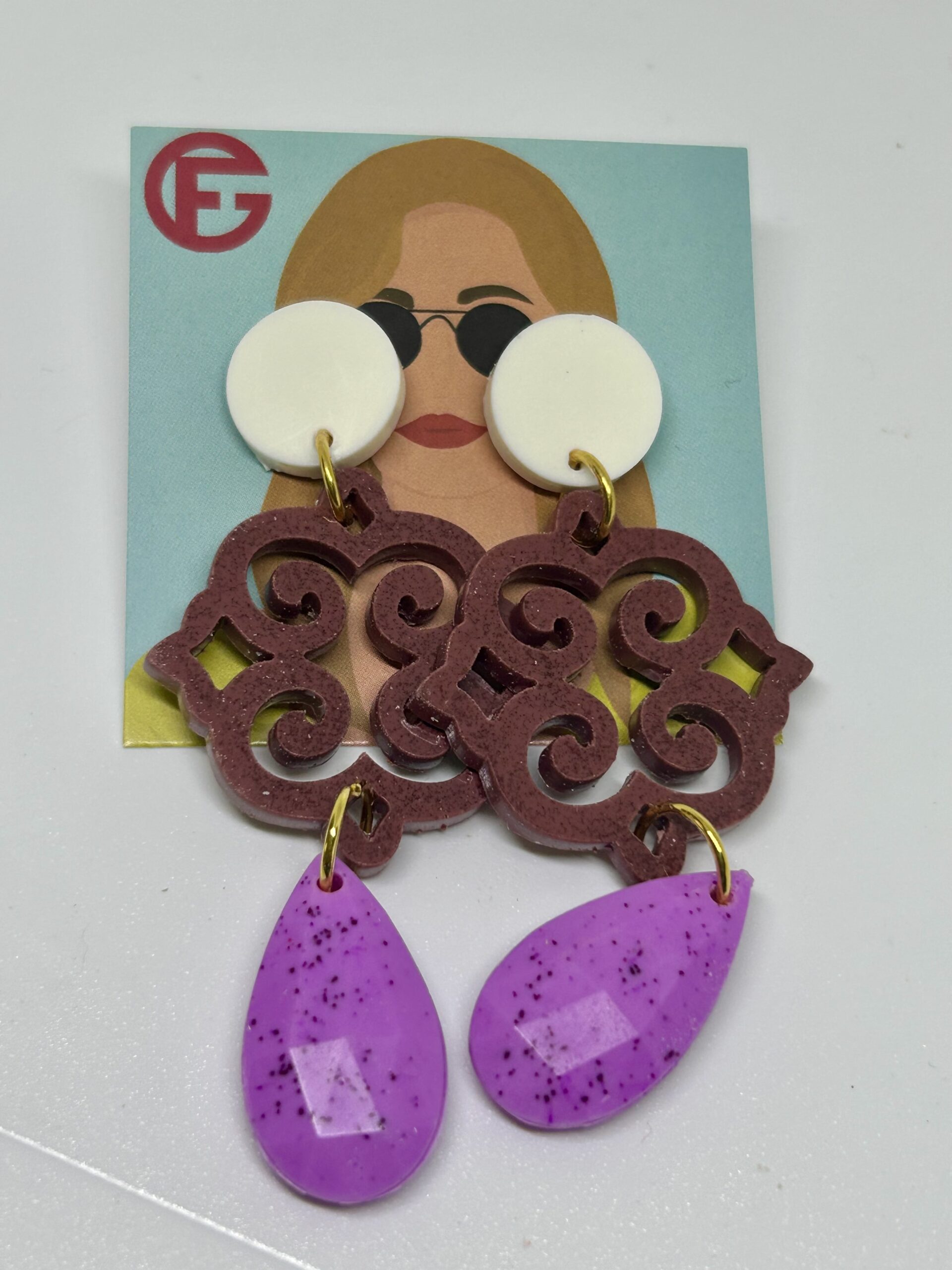 orecchini ROSONE: bianco ottico - bordeaux melange - bouganville light melange