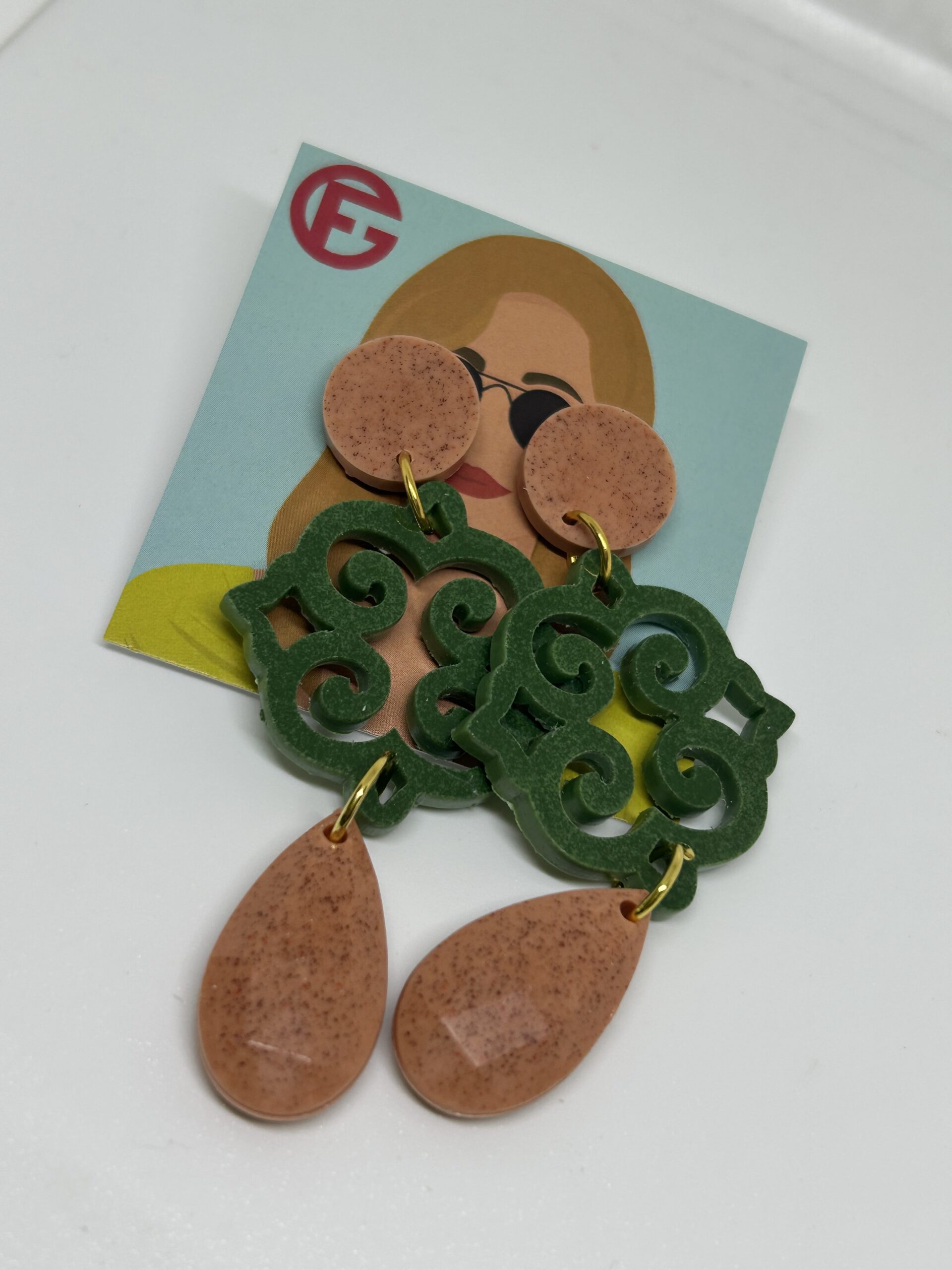 orecchini ROSONE: terra di siena light - verde intenso - terra di siena light
