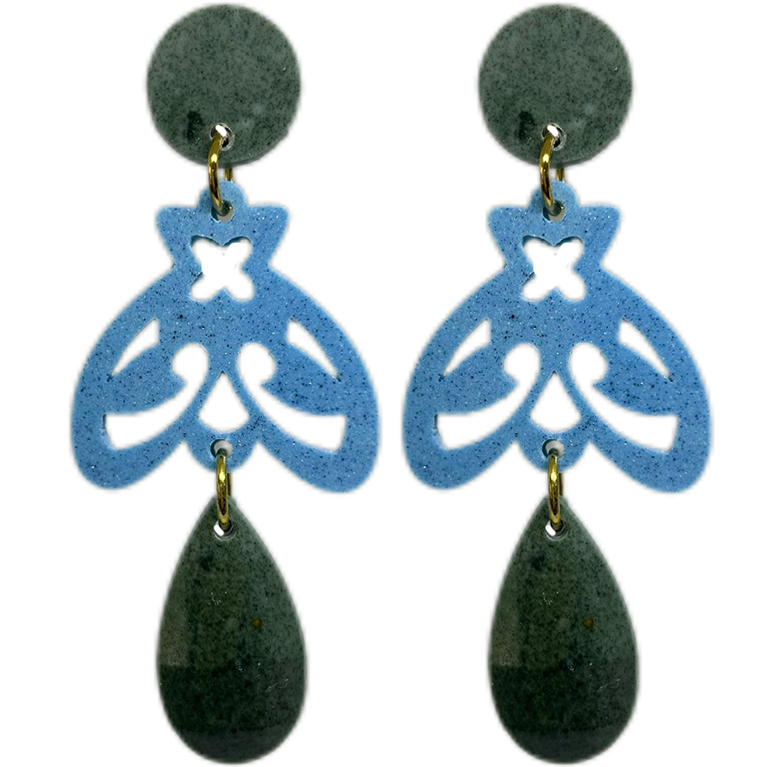 orecchini APINA : verdone militare - azzurro cobalto - verdone militare