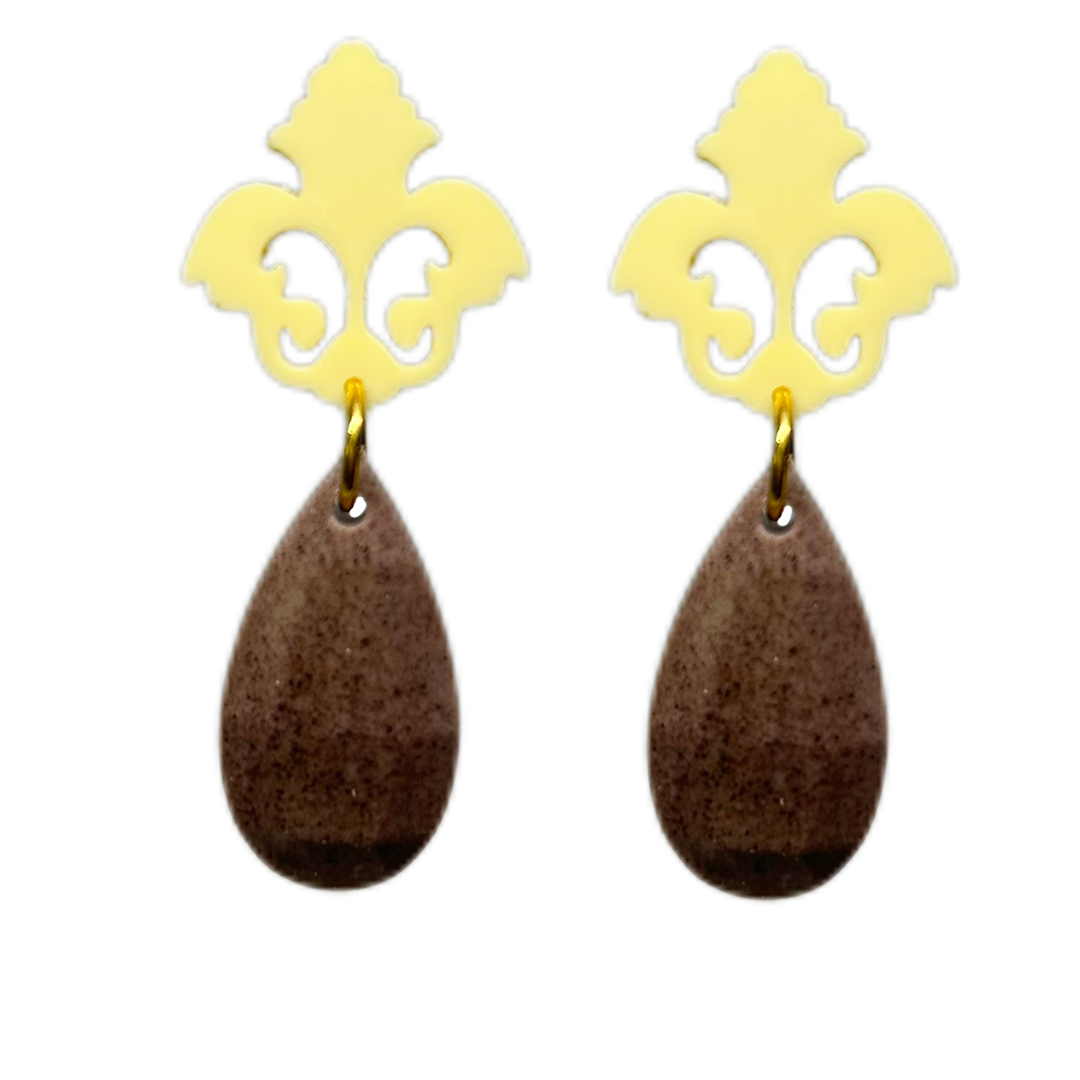 orecchini BAROCCO mini: giallo burro - cioccolato