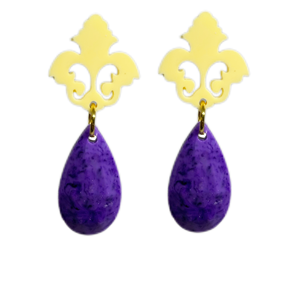 orecchini BAROCCO mini: giallo burro - viola purple mélange