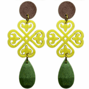 orecchini cuorifoglio : cioccolato light - verde pistacchio light - verde light