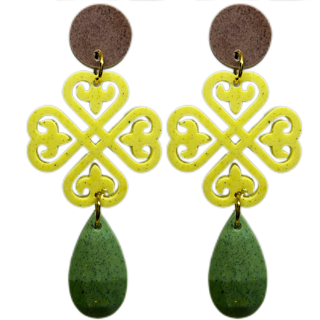 orecchini cuorifoglio : cioccolato light - verde pistacchio light - verde light