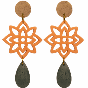 orecchini EDELWEISS: beige - arancione light - grigio