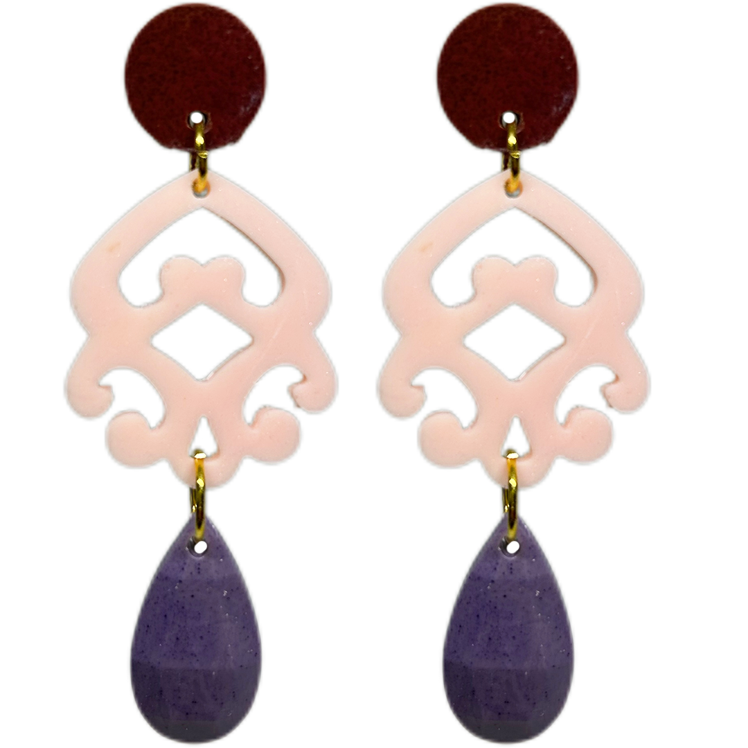 orecchini MEDUSA: bordeaux - rosa baby - viola