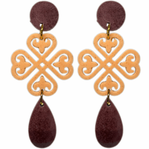 orecchini cuorifoglia : bordeaux - arancio light - bordeaux