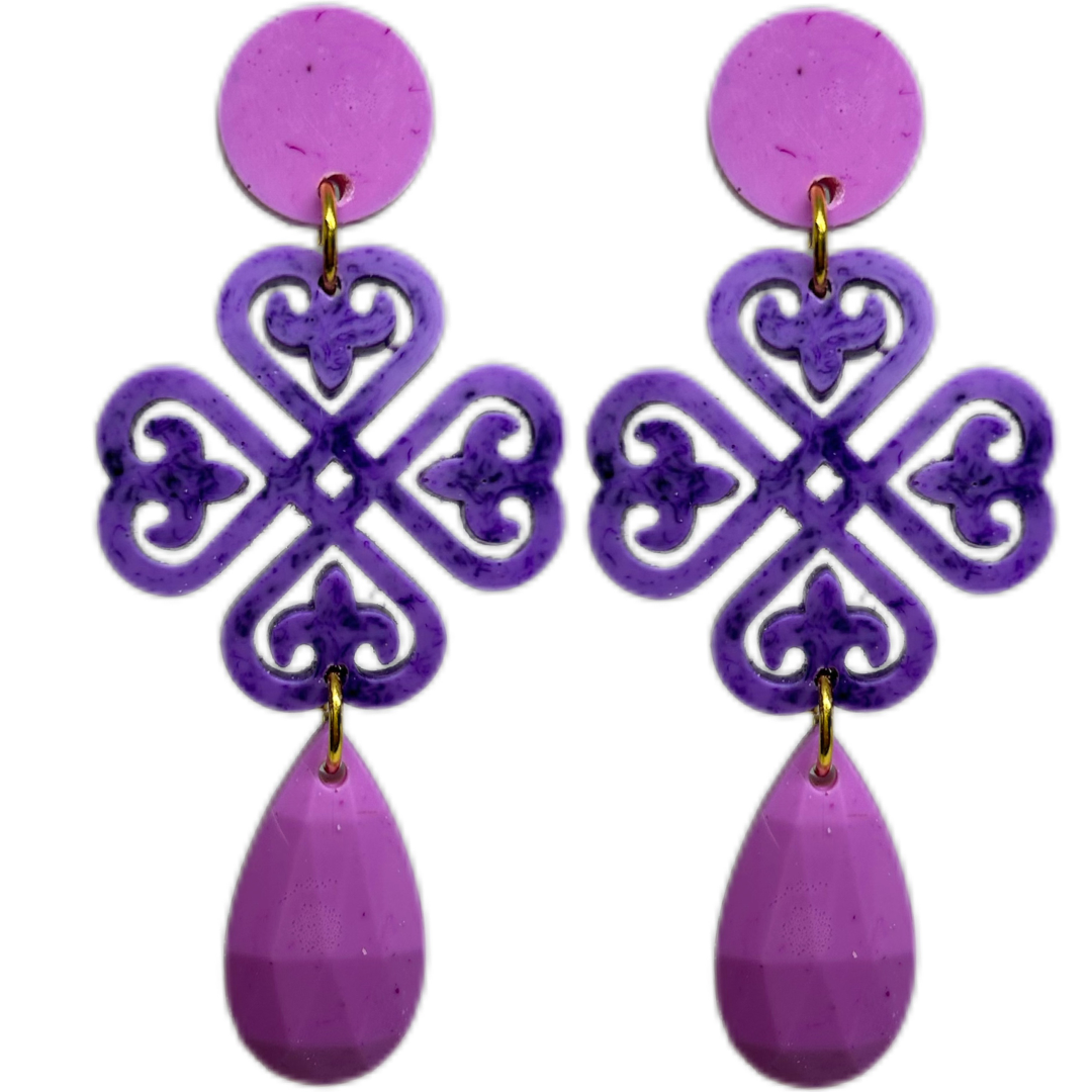 orecchini cuorifoglio : ciclamino - viola purple mélange - ciclamino