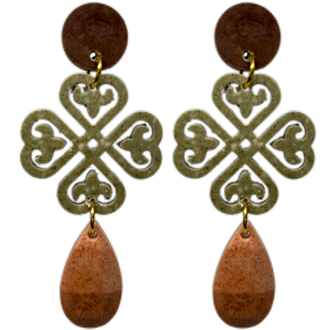 orecchini cuorifoglio : cioccolato - beige intenso melange - terra di siena