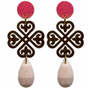 orecchini cuorifoglio : fucsia melange - cioccolato - rosa baby light