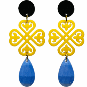 orecchini cuorifoglio : nero - giallo maracuja - azzurro pervinca