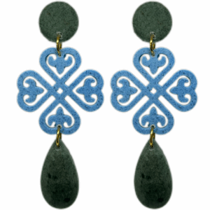 orecchini cuorifoglia : verdone militare - azzurro cobalto - verdone militare