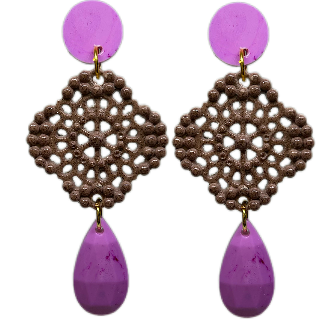 orecchini PIZZO: ciclamino - cioccolato - ciclamino