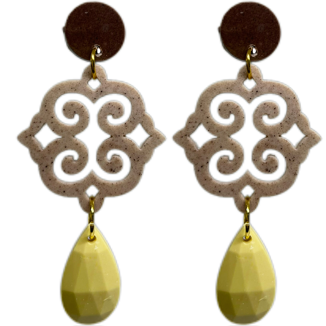 orecchini ROSONE: cioccolato - mocha mousse light - giallo burro