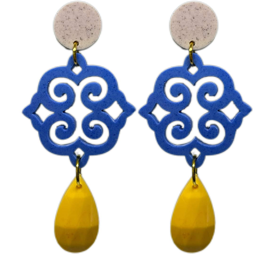 orecchini ROSONE: mocha light - azzurro jeans pervinca intenso - maracuja