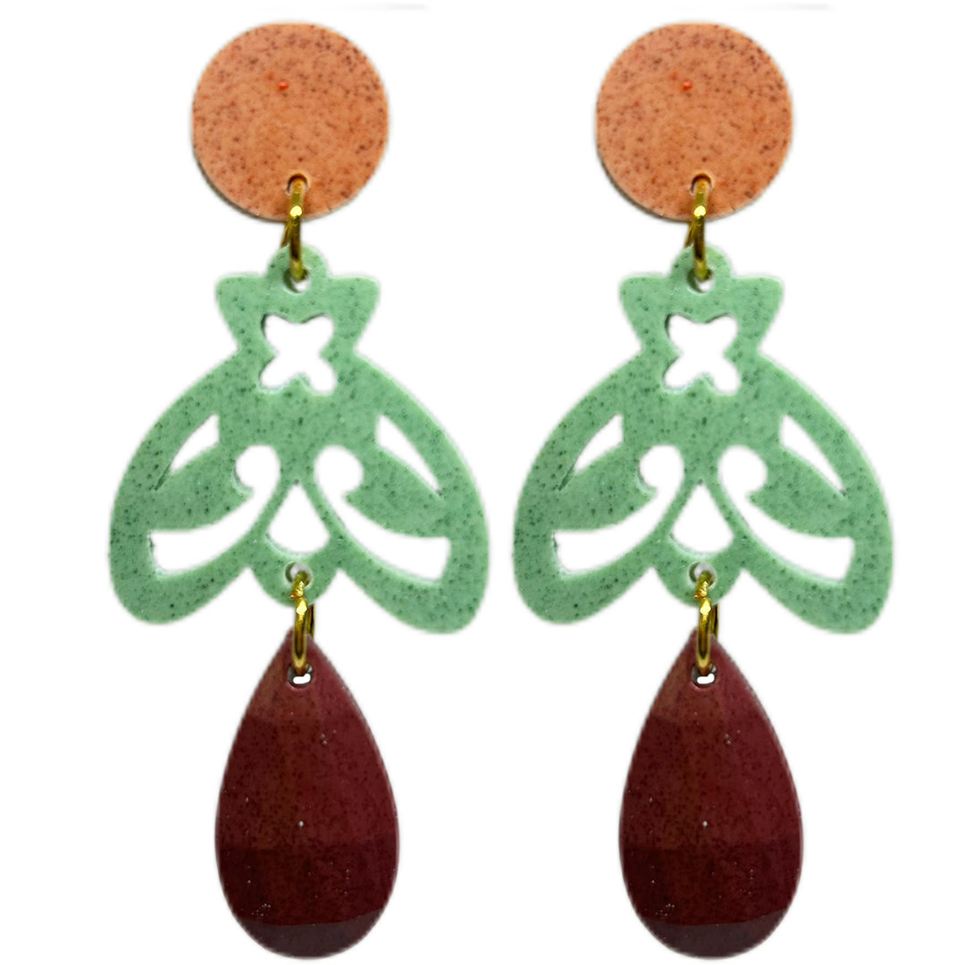 orecchini APINA : terra di siena - verde smeraldo soft - bordeaux