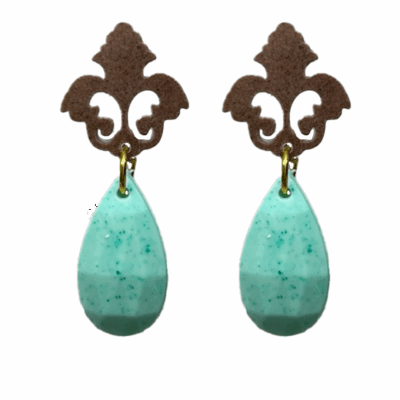 orecchini BAROCCO mini: cioccolato - acquamarina