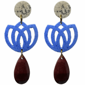 orecchini FIORE DI LOTO: beige macchiato - azzurro pervinca - bordeaux