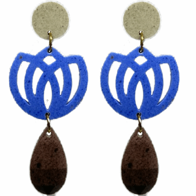 orecchini FIORE DI LOTO: beige - azzurro pervinca - cioccolato