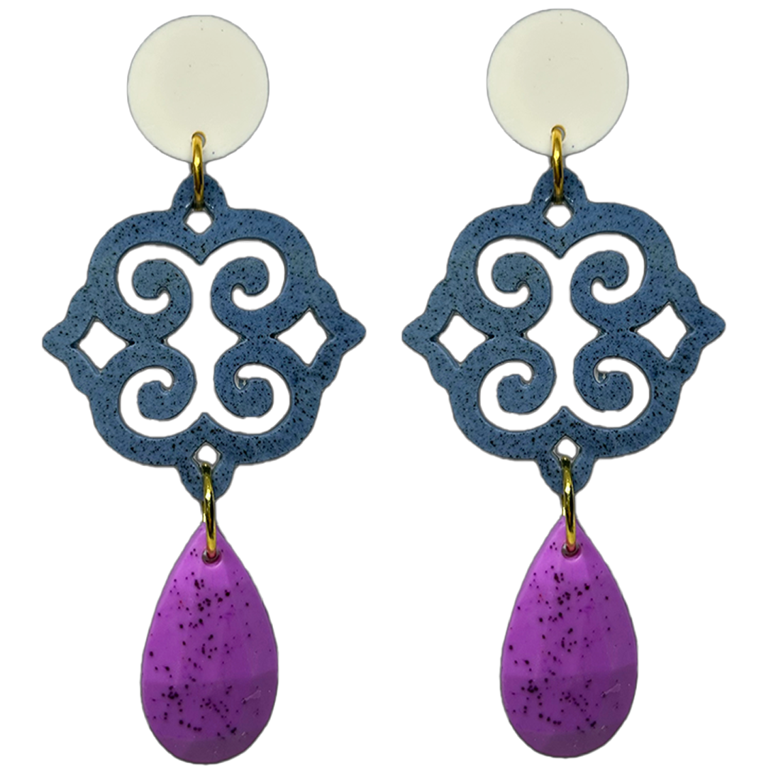 orecchini ROSONE: bianco ottico - blu melange - bouganville