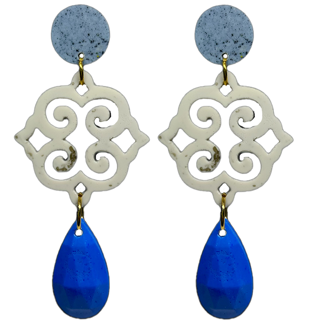 orecchini ROSONE: blu melange chiaro - elefante macchiato - pervinca intenso