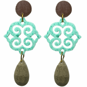 orecchini ROSONE: cioccolato - acquamarina - beige