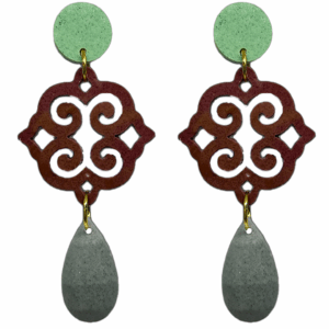 orecchini ROSONE: verde smeraldo light - bordeaux - grigio chiaro