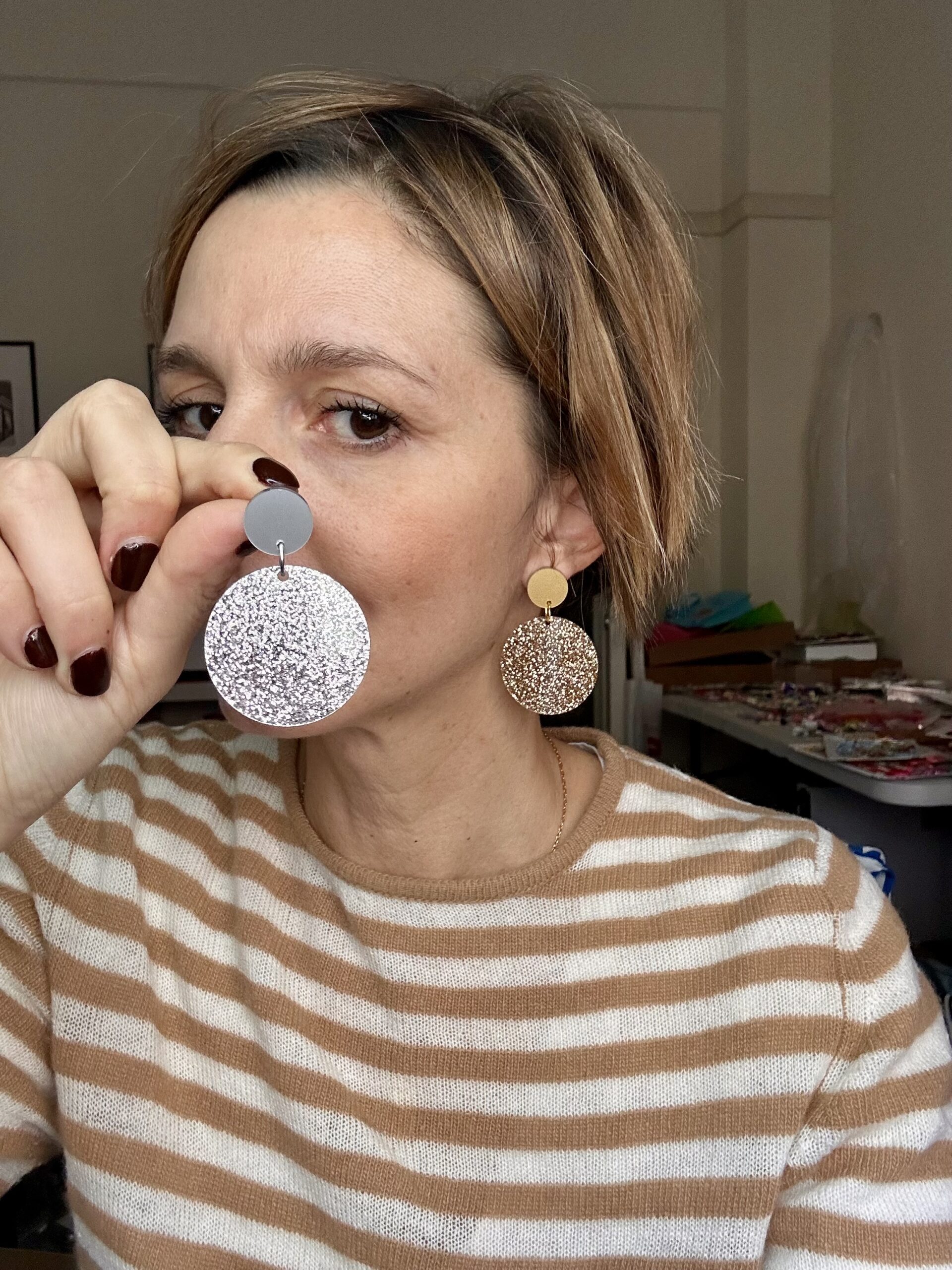 orecchini Palla : glitter oro - immagine 3