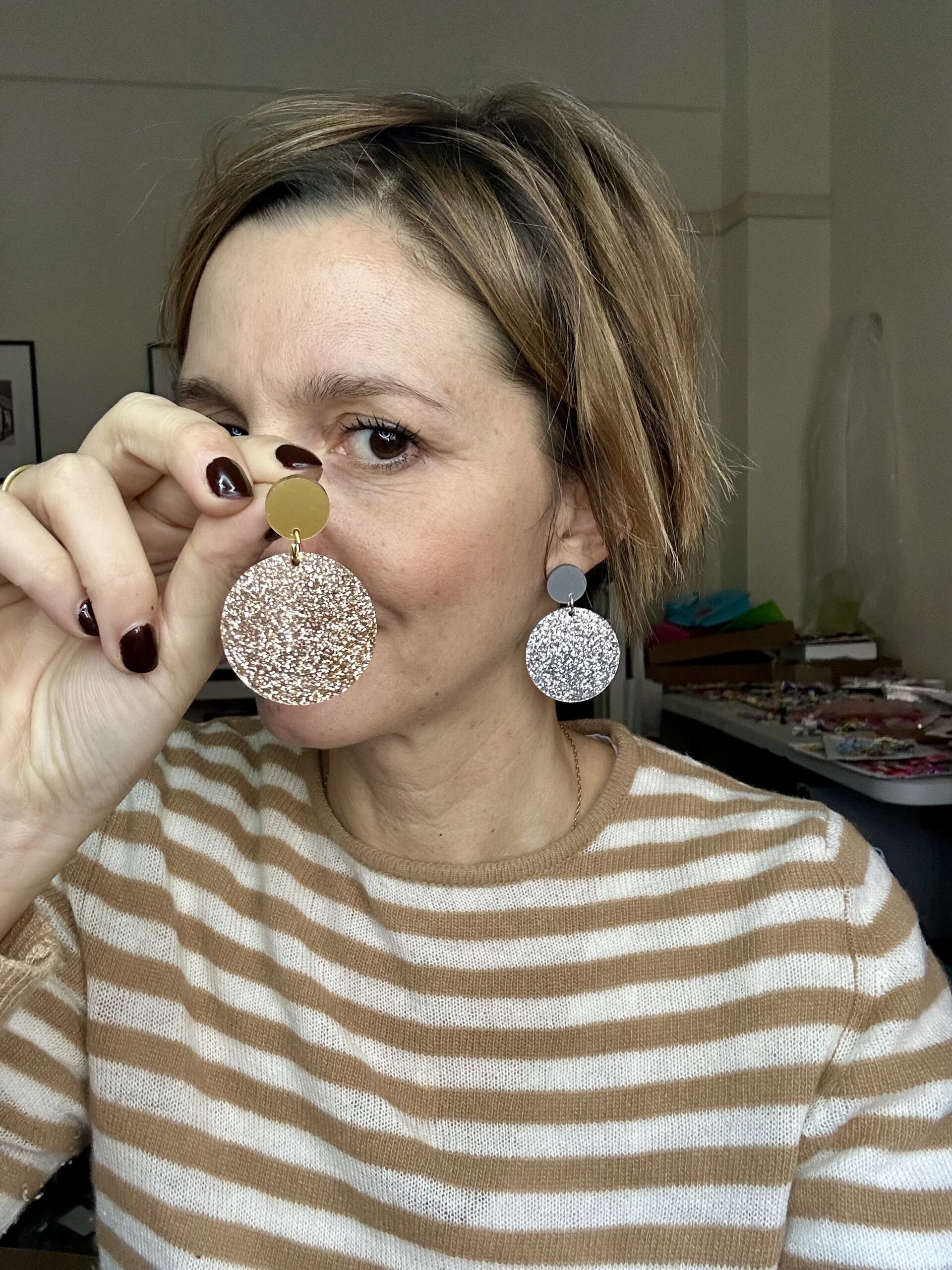 orecchini Palla : glitter oro - immagine 2