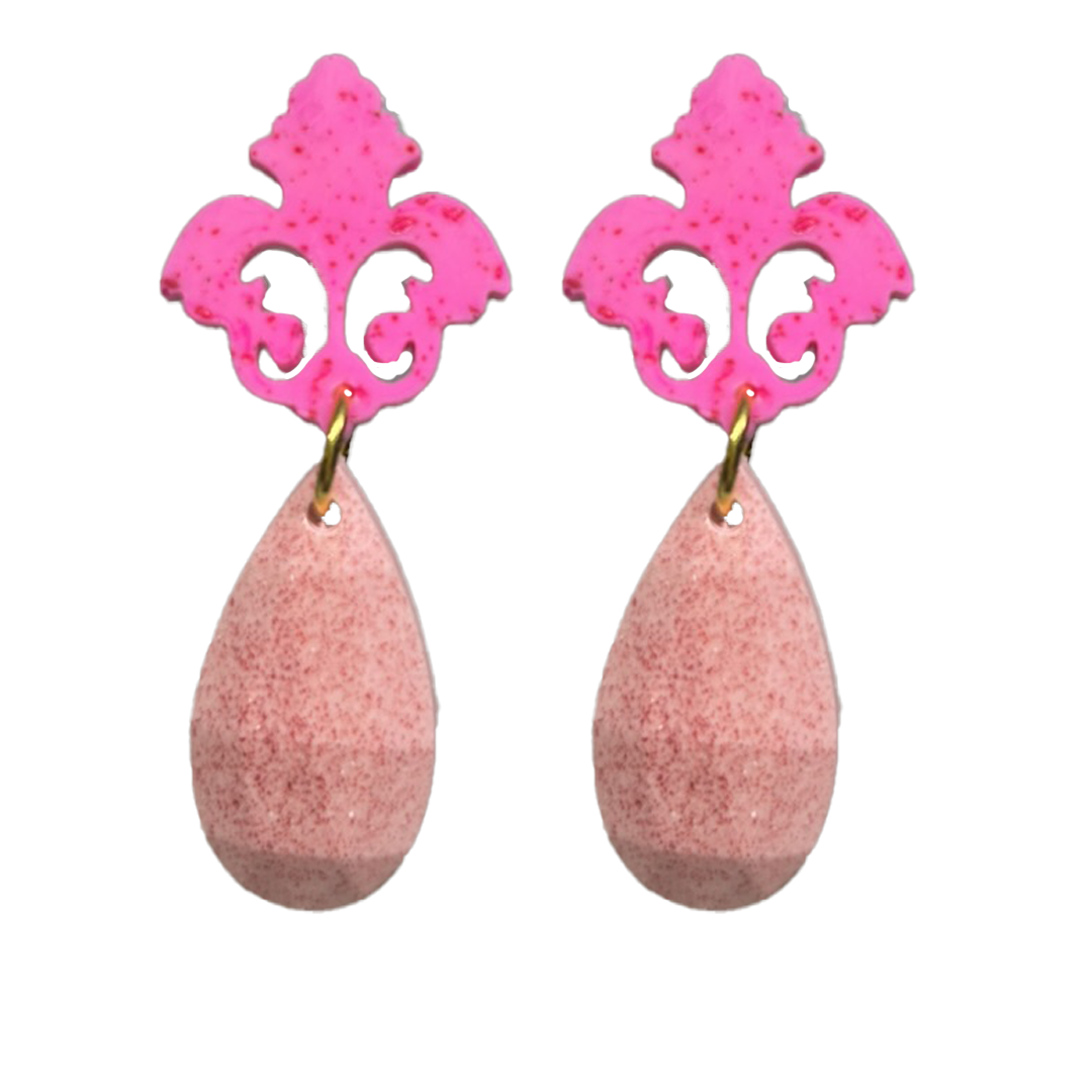 orecchini BAROCCO mini: fucsia fluo - rosa melange