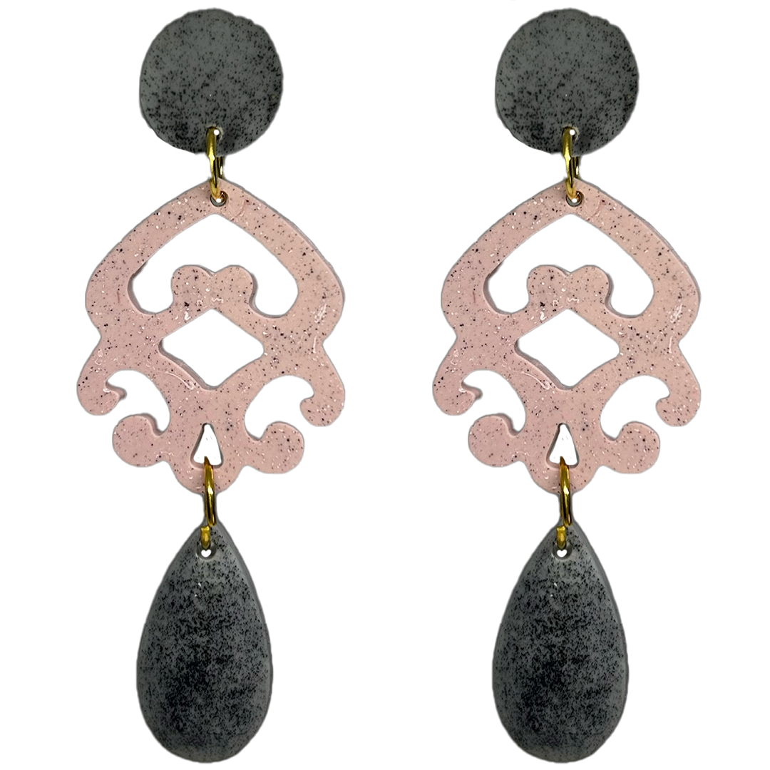 orecchini MEDUSA: grigio melange - rosa antico mélange - grigio mélange