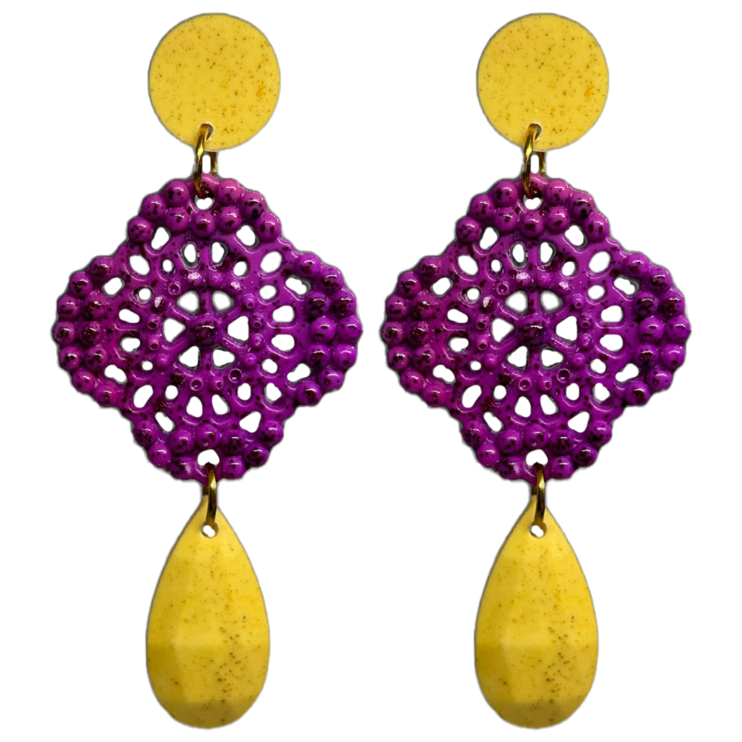 orecchini PIZZO: giallo banana - bouganville - giallo banana