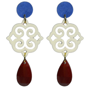 orecchini ROSONE: azzurro pervinca intenso - grigio elefante light - bordeaux intenso