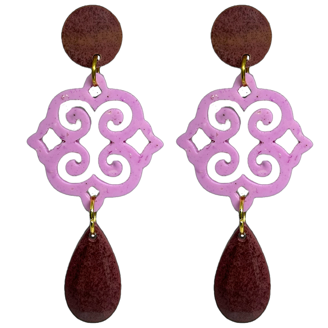 orecchini ROSONE: bordeaux melange - ciclamino light - bordeaux melange